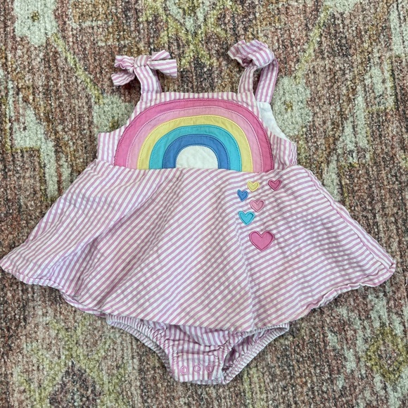 Blueberi Boulevard Rainbow Seersucker Baby Girls Dress Size 6/9M - Picture 1 of 4